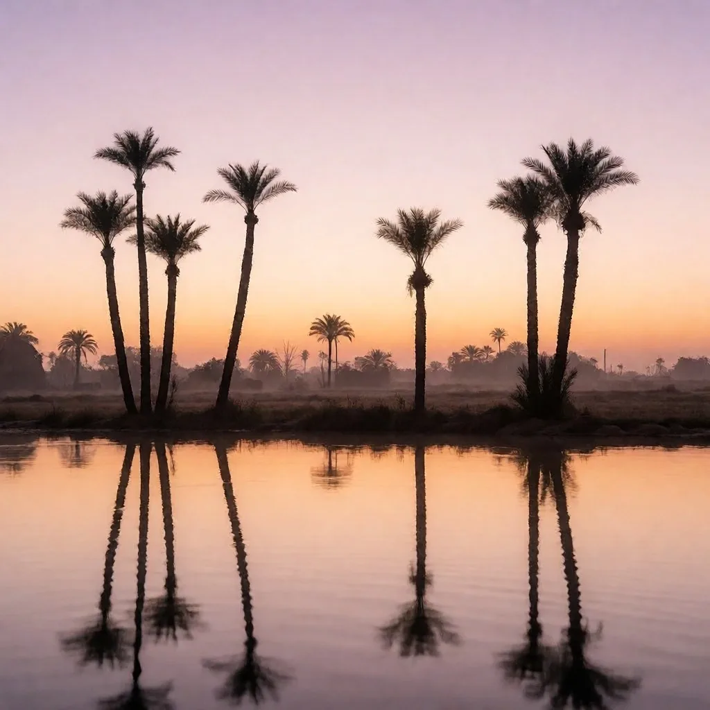 Palm trees at dawn in Egypt