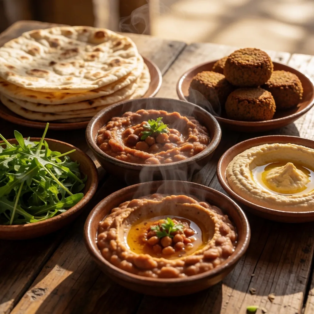 A spread of traditional regional dishes on an outdoor table