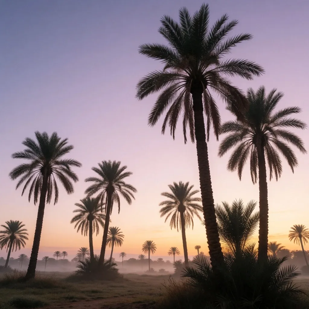 Palm silhouettes at dawn in Egypt