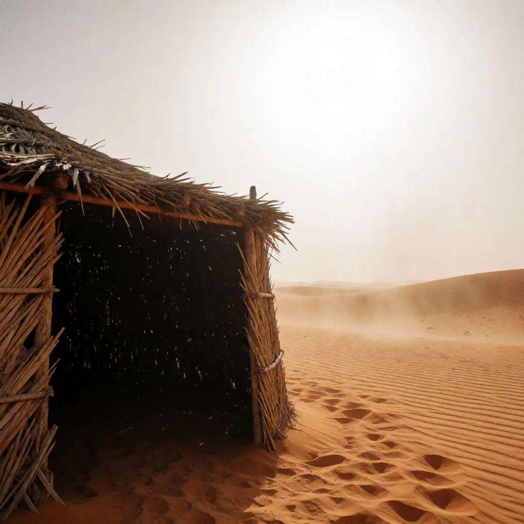 Desert shade shelter at midday